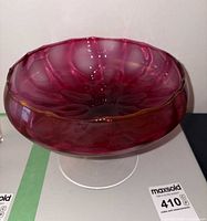 Top view showing ruby red bowl interior and rim detail