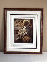 Full view of framed print showing frame, mat and artwork