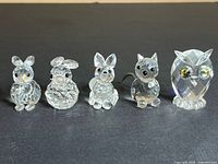 Group shot of all five crystal animal figurines
