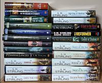 22 S. M. Stirling hardcovers stacked showing spines and publishers