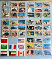 Overview of four binder pages containing Desert Storm cards and eight flag cards