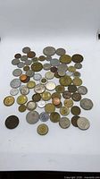 Top view showing full group of assorted coins