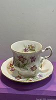 Front view of Paragon Pitcher Plant teacup on matching saucer