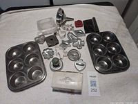 Overall lot view showing all baking items