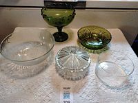 Group shot showing all five glass bowls