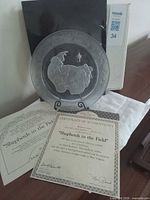 Front view of Morgantown Crystal plate with COA and box visible