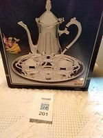 Box image showing complete silver plated coffee service set