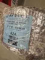 label showing AYR-FOIL brand, dimensions 6"x25', area 12.5 sq ft, code A2A