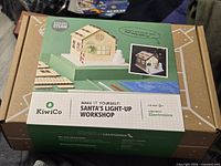 Front of sealed KiwiCo Santa’s Light-Up Workshop kit box