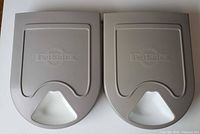 Top view of both PetSafe feeders showing lids and overall shape
