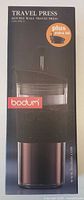 Front of boxed Bodum Travel Press