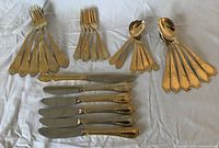 Full set laid out showing five groups of utensils