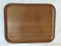 Top view of rectangular teak platter