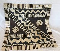 Full view of tapa cloth showing overall design and size