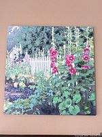 Front view of square canvas print showing full garden scene