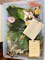 overview of tote with mixed silk flowers and leaves