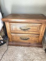 front view showing both drawers and hardware