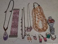Group shot of all jewellery items laid out