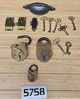 Group shot of all hardware items laid out