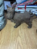 Front left view of cast iron Scottie dog door stop