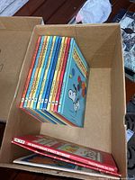 Stack showing colour spines and extras in box