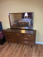 Front view of dresser with attached mirror