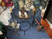 All items grouped: fruit basket with shakers inside, candleholders