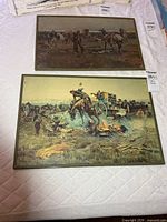 Both CM Russell mounted prints on table showing overall scenes and sizes
