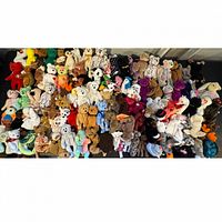 Overhead view showing all 99 Ty Beanie Babies laid out