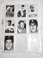Fronts of seven Boston Globe Red Sox cards