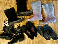 Overview of all five pairs laid out on floor