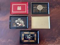 Overview showing all five trays laid out