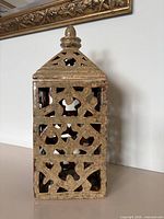 Full view of ceramic lantern front-left