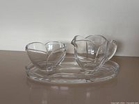 creamer, sugar bowl and tray front view