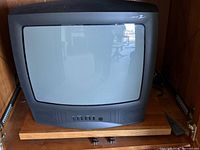 Front view of Zenith CRT showing screen, bezel, control buttons, remote