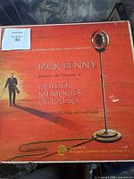 Front art sleeve of boxed set featuring Jack Benny and microphone illustration