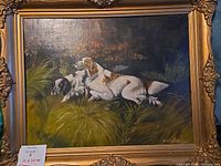 Full view of framed painting showing subject and overall condition