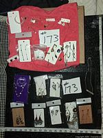 Overview of all jewellery laid out with measurement scale