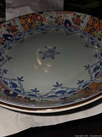 Top view of Imari bowl showing full interior decoration