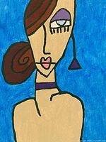 Full view of acrylic portrait on canvas