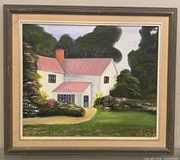 Full view of framed painting showing artwork and frame