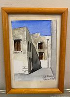 Full view of framed watercolour painting