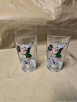 Front view showing Mickey Mouse golfer on both glasses