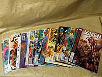 Full spread of all 30 bagged Marvel comics laid out