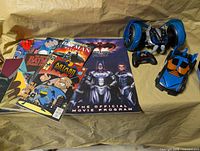 Overview of comics, movie program, two RC vehicles and remote