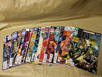 Fanned view of all 30 comics showing variety and condition