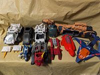 Overall shot of all vehicles and parts laid out