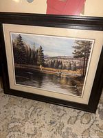 Frontal view of framed painting showing entire artwork and frame