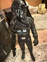 Full front view of 12-inch TIE Fighter Pilot figure holding blaster