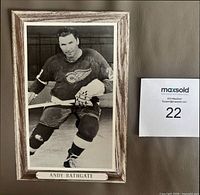 Front view of Beehive Group 3 Andy Bathgate photo showing image, border and caption